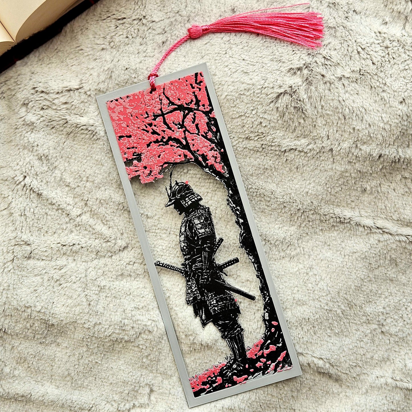 Sakura Samurai 3D Printed Bookmark | Durable PLA with Pink Tassel