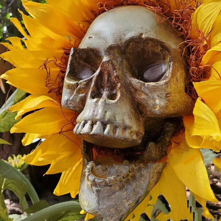Skull Sunflower Halloween Decoration  Garden Flower Ornament For Home Garden Decoration