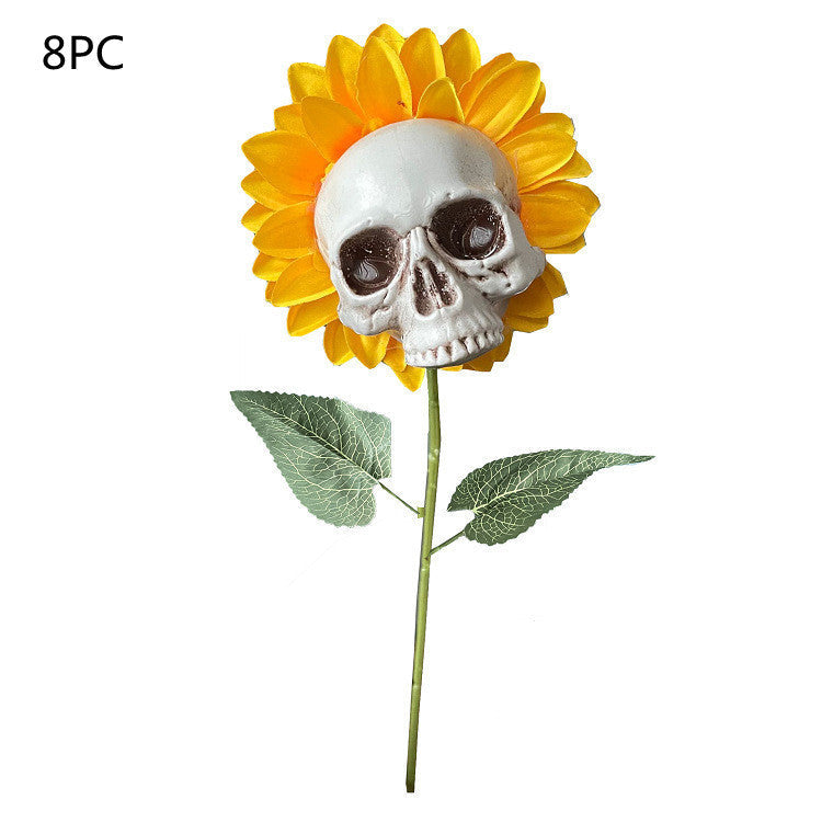 Skull Sunflower Halloween Decoration  Garden Flower Ornament For Home Garden Decoration