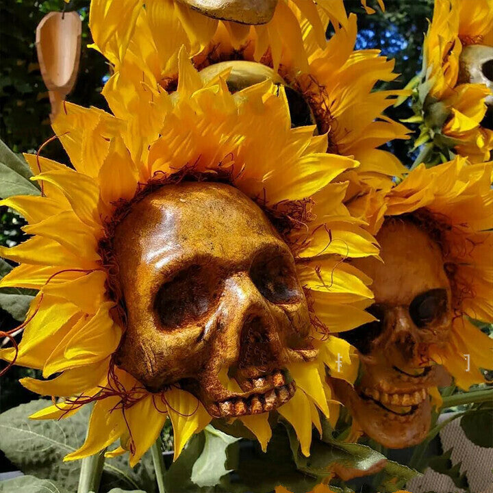 Skull Sunflower Halloween Decoration  Garden Flower Ornament For Home Garden Decoration