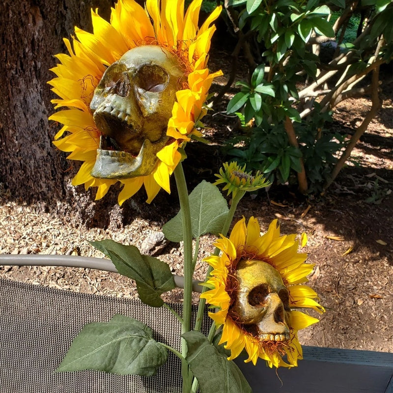Skull Sunflower Halloween Decoration  Garden Flower Ornament For Home Garden Decoration