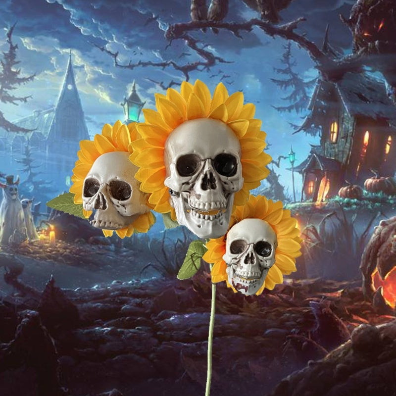 Skull Sunflower Halloween Decoration  Garden Flower Ornament For Home Garden Decoration