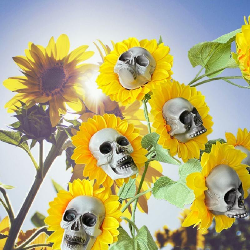 Skull Sunflower Halloween Decoration  Garden Flower Ornament For Home Garden Decoration