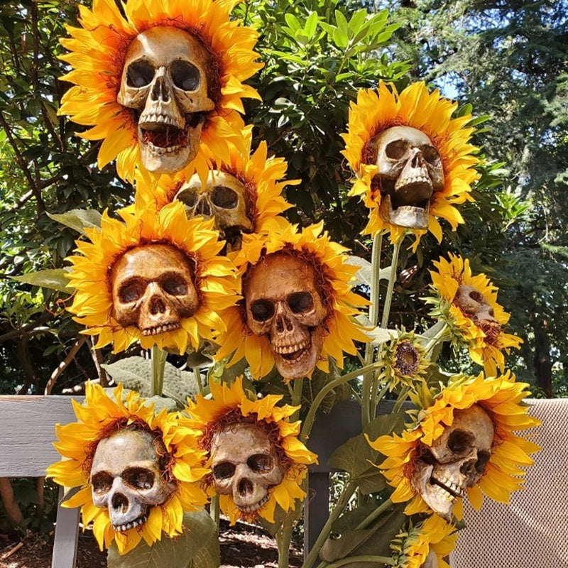 Skull Sunflower Halloween Decoration  Garden Flower Ornament For Home Garden Decoration