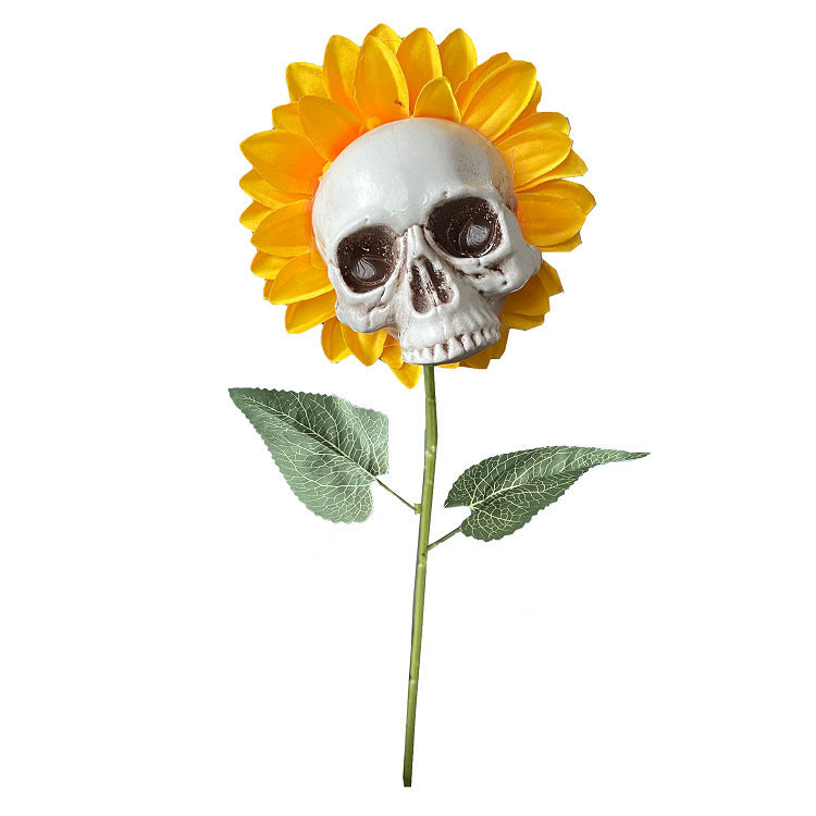 Skull Sunflower Halloween Decoration  Garden Flower Ornament For Home Garden Decoration
