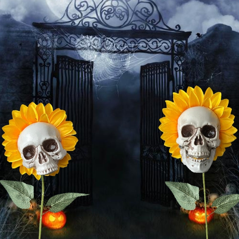 Skull Sunflower Halloween Decoration  Garden Flower Ornament For Home Garden Decoration