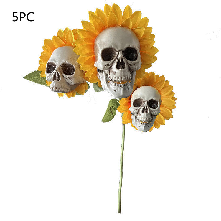 Skull Sunflower Halloween Decoration  Garden Flower Ornament For Home Garden Decoration