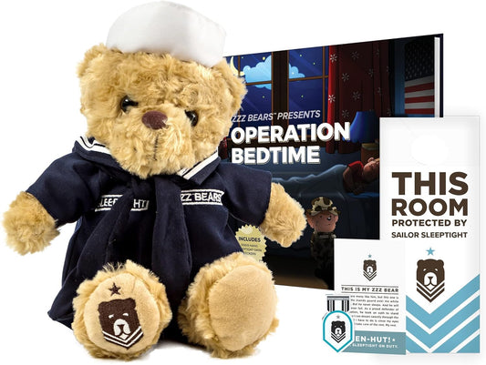 ZZZ Bears Sailor Sleeptight Navy Teddy Bear with Storybook & Sleep System — Comfort for Navy Kids